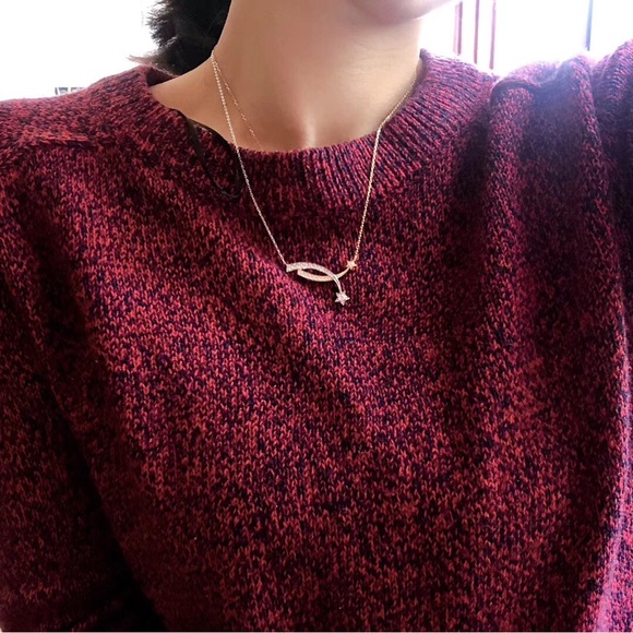 Shooting Star Two-tone Cross Necklace - Picture 2 of 5